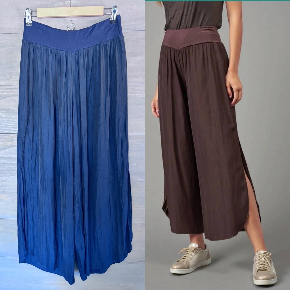 LOLA &‎ SOPHIE wide-leg slit pants In navy blue size medium
